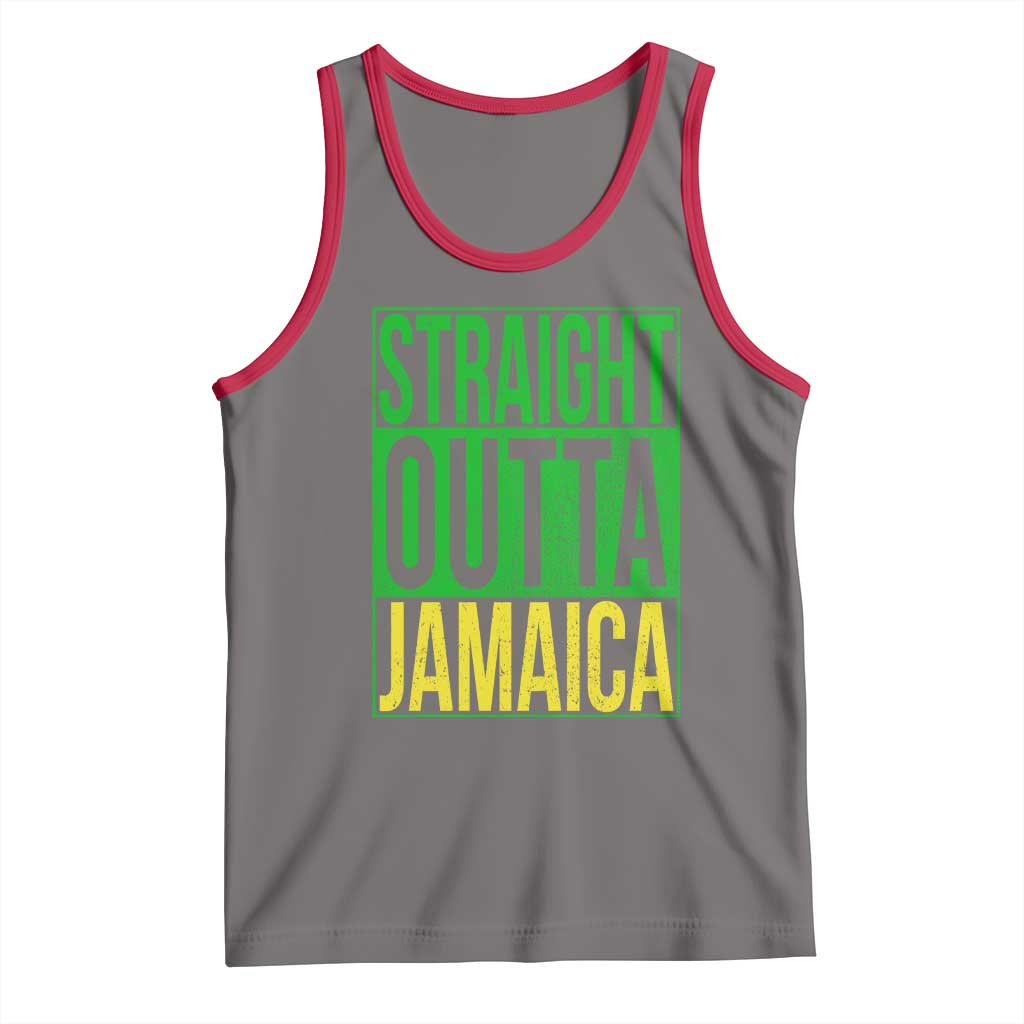 Straight Outta Jamaica Tank Top Cool Jamaican Travel Vacation TS10 Deep Heather Red Print Your Wear