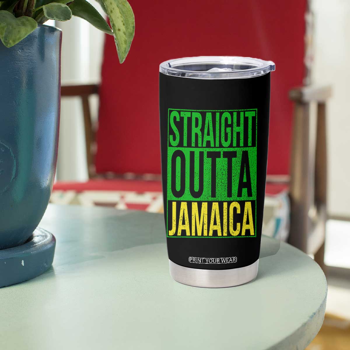 Straight Outta Jamaica Tumbler Cup Cool Jamaican Travel Vacation TS10 Print Your Wear