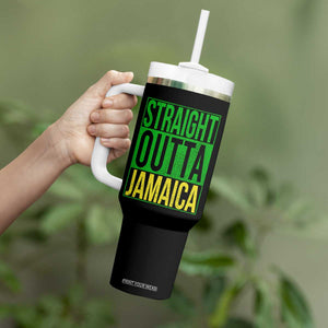 Straight Outta Jamaica Tumbler With Handle Cool Jamaican Travel Vacation TS10 Print Your Wear