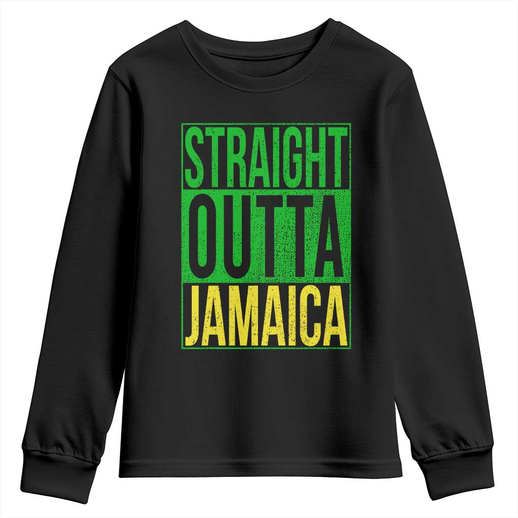 Straight Outta Jamaica Youth Sweatshirt Cool Jamaican Travel Vacation TS10 Black Print Your Wear