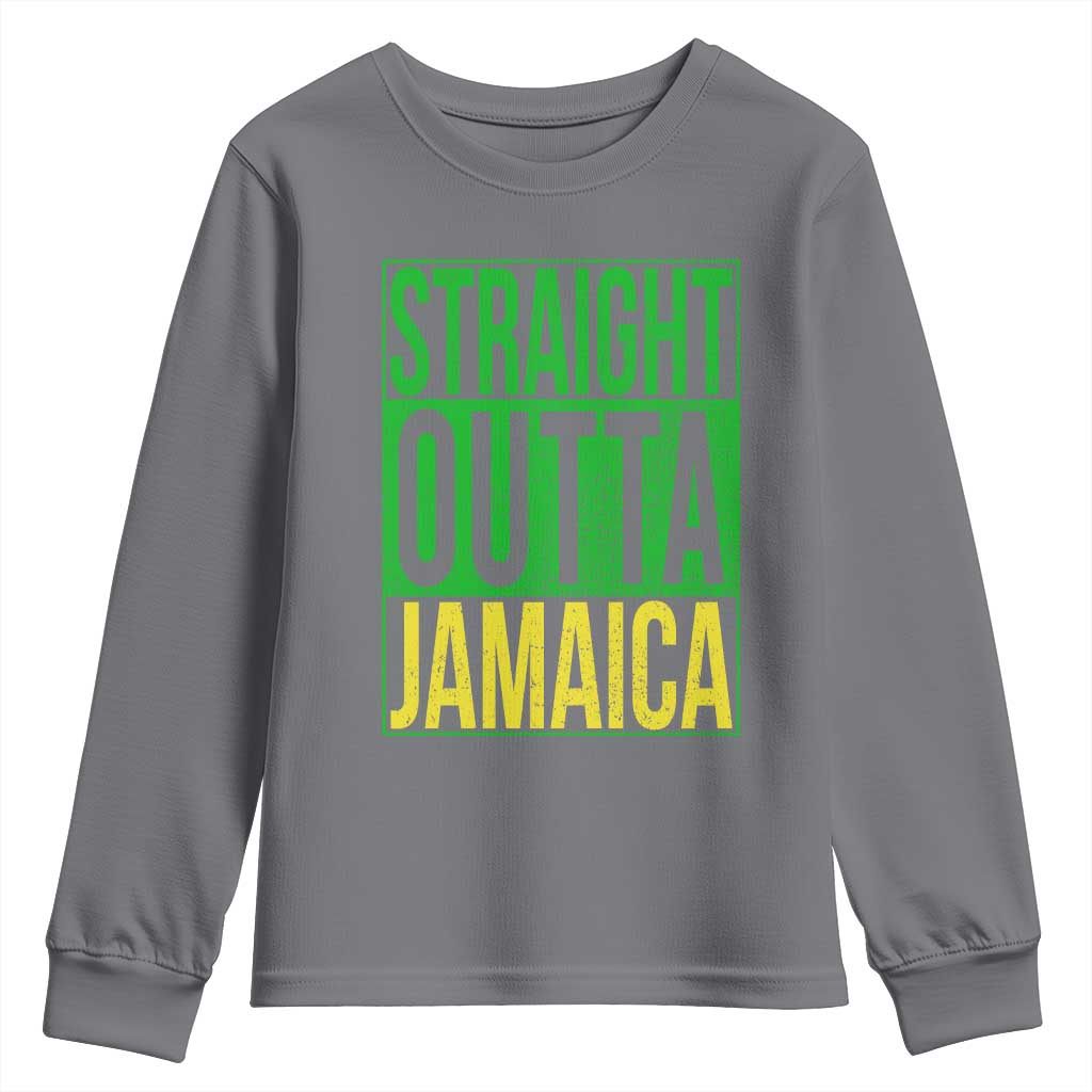 Straight Outta Jamaica Youth Sweatshirt Cool Jamaican Travel Vacation TS10 Charcoal Print Your Wear