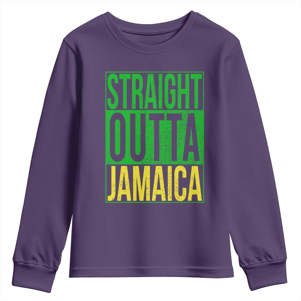 Straight Outta Jamaica Youth Sweatshirt Cool Jamaican Travel Vacation TS10 Purple Print Your Wear