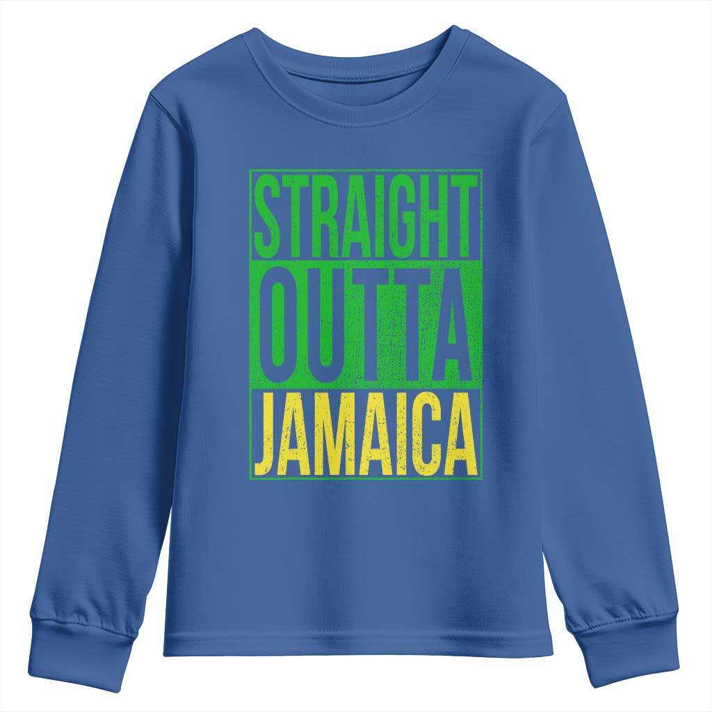 Straight Outta Jamaica Youth Sweatshirt Cool Jamaican Travel Vacation TS10 Royal Blue Print Your Wear