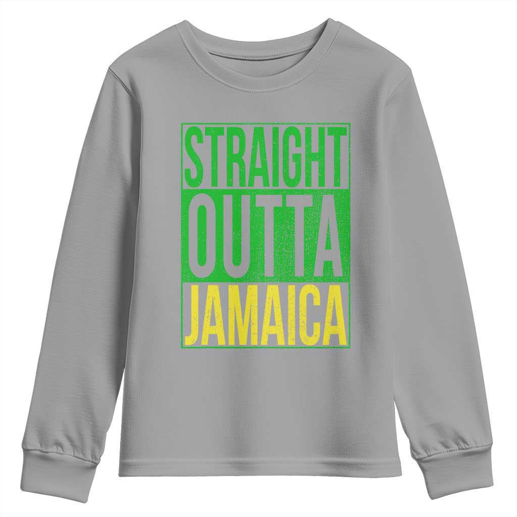 Straight Outta Jamaica Youth Sweatshirt Cool Jamaican Travel Vacation TS10 Sport Gray Print Your Wear