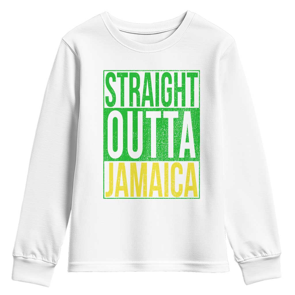 Straight Outta Jamaica Youth Sweatshirt Cool Jamaican Travel Vacation TS10 White Print Your Wear