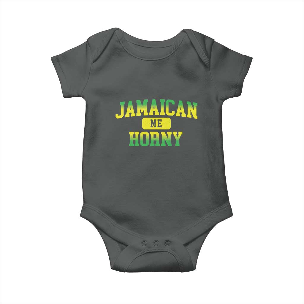 Jamaican Me Horny Baby Onesie Funny Caribbean Party TS10 Dark Heather Print Your Wear