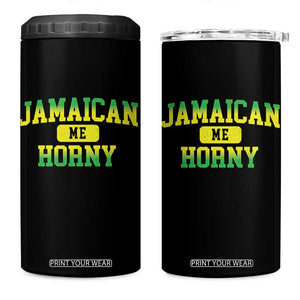 Jamaican Me Horny 4 in 1 Can Cooler Tumbler Funny Caribbean Party TS10 One Size: 16 oz Black Print Your Wear