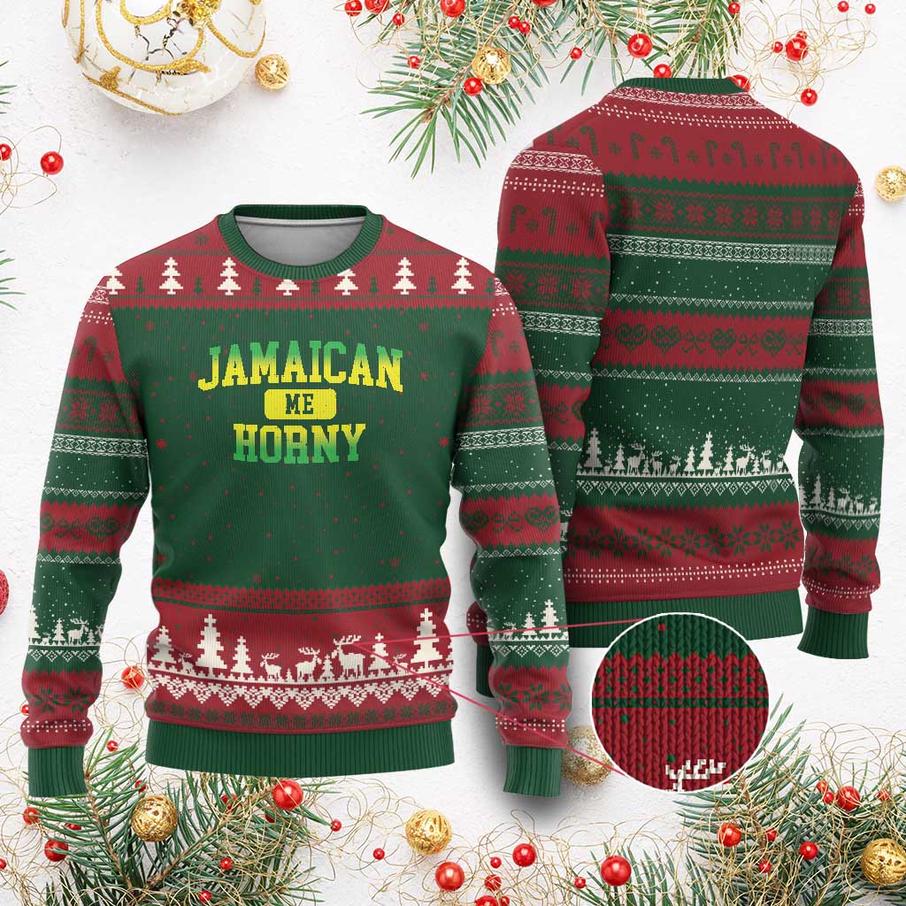 Jamaican Me Horny Ugly Christmas Sweater Funny Caribbean Party TS10 Red Green Print Your Wear