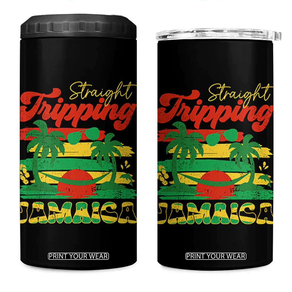 Jamaica Vacation 4 in 1 Can Cooler Tumbler Straight Trippin Jamaica Family Girls Trip TS10 One Size: 16 oz Black Print Your Wear