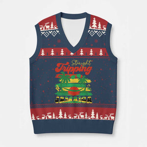 Jamaica Vacation V-Neck Knit Sweater Vest Straight Trippin Jamaica Family Girls Trip TS10 Navy Red Print Your Wear