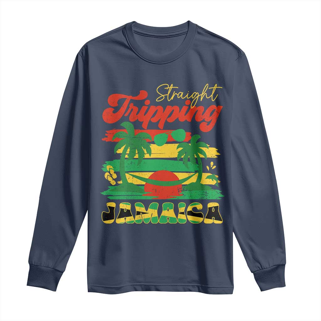 Jamaica Vacation Long Sleeve Shirt Straight Trippin Jamaica Family Girls Trip TS10 Navy Print Your Wear