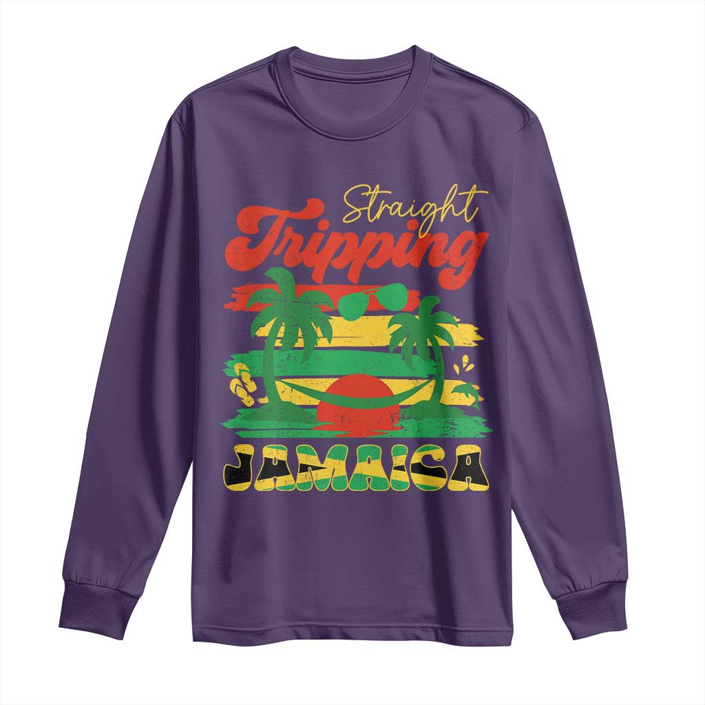 Jamaica Vacation Long Sleeve Shirt Straight Trippin Jamaica Family Girls Trip TS10 Purple Print Your Wear