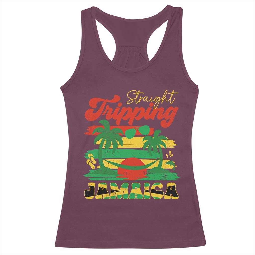 Jamaica Vacation Racerback Tank Top Straight Trippin Jamaica Family Girls Trip TS10 Maroon Print Your Wear