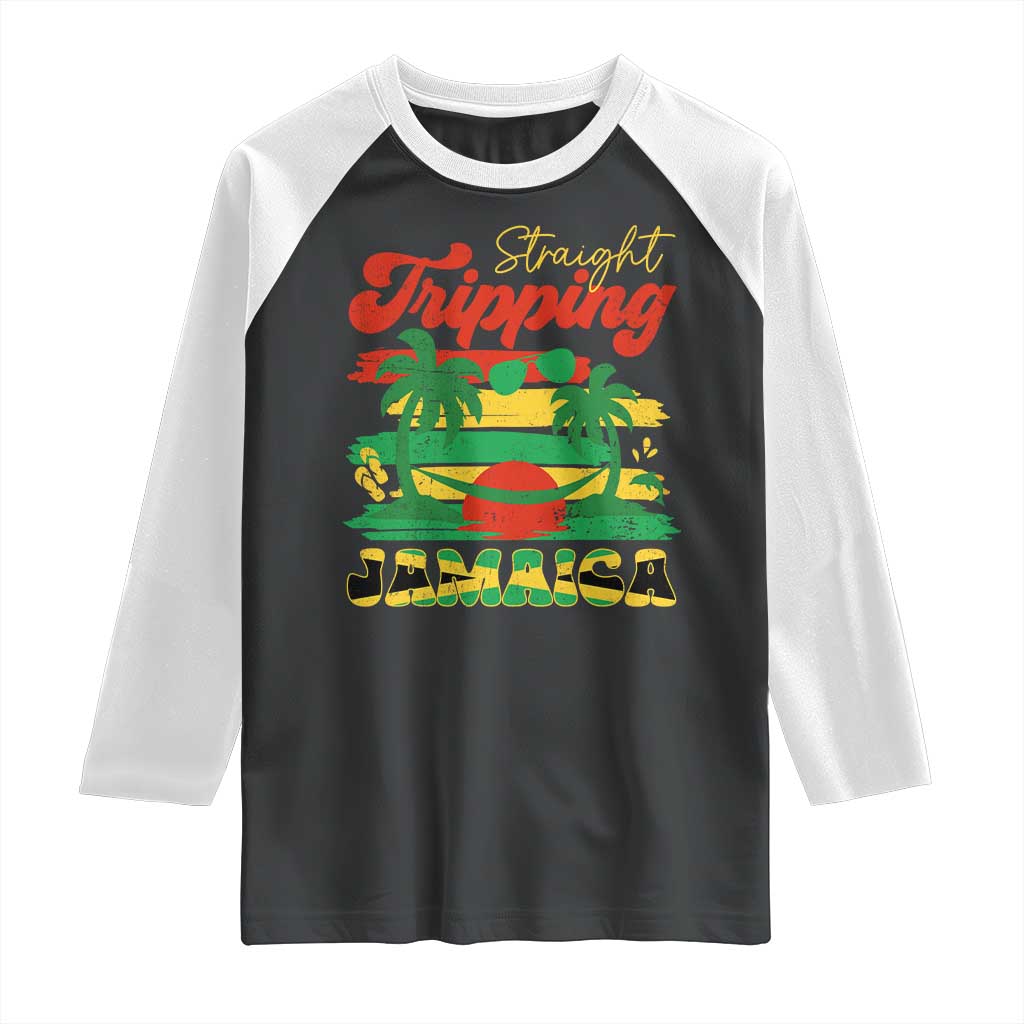 Jamaica Vacation Raglan Shirt Straight Trippin Jamaica Family Girls Trip TS10 Black White Print Your Wear