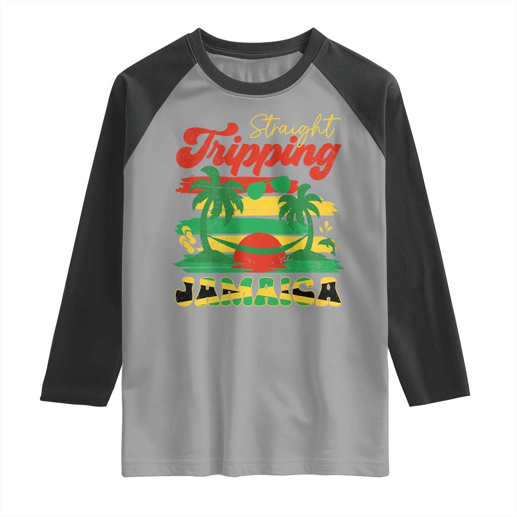 Jamaica Vacation Raglan Shirt Straight Trippin Jamaica Family Girls Trip TS10 Sport Gray Black Print Your Wear