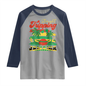 Jamaica Vacation Raglan Shirt Straight Trippin Jamaica Family Girls Trip TS10 Sport Gray Navy Print Your Wear
