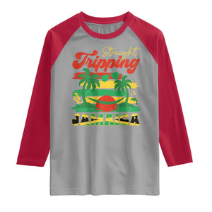 Jamaica Vacation Raglan Shirt Straight Trippin Jamaica Family Girls Trip TS10 Sport Gray Red Print Your Wear