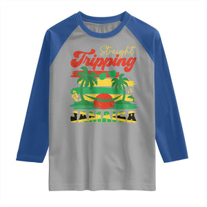 Jamaica Vacation Raglan Shirt Straight Trippin Jamaica Family Girls Trip TS10 Sport Gray Royal Print Your Wear