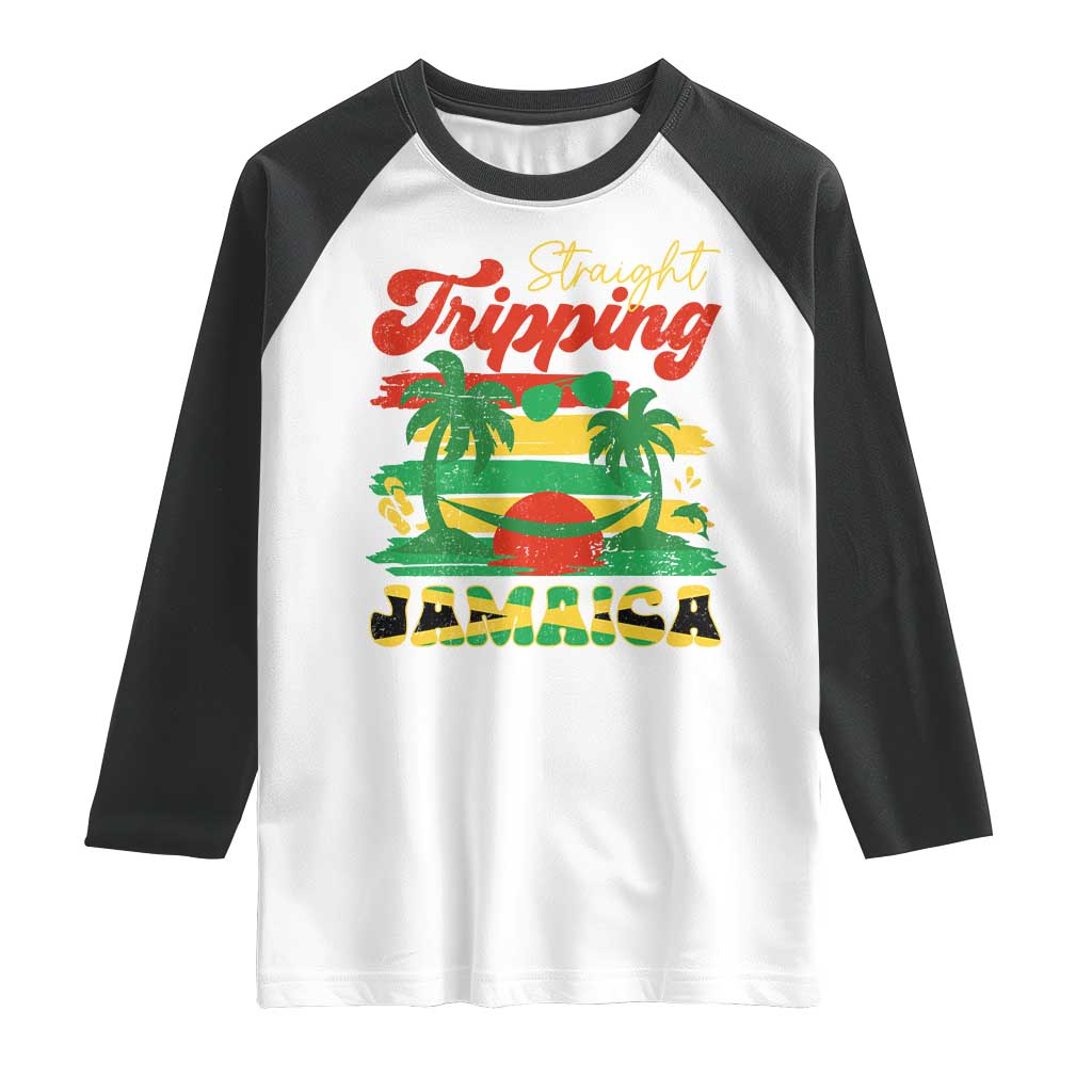 Jamaica Vacation Raglan Shirt Straight Trippin Jamaica Family Girls Trip TS10 White Black Print Your Wear