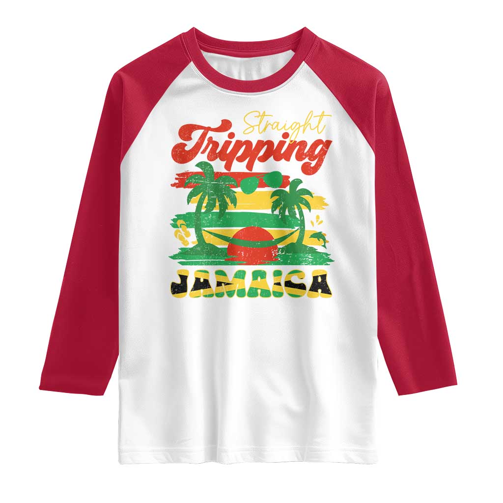 Jamaica Vacation Raglan Shirt Straight Trippin Jamaica Family Girls Trip TS10 White Red Print Your Wear