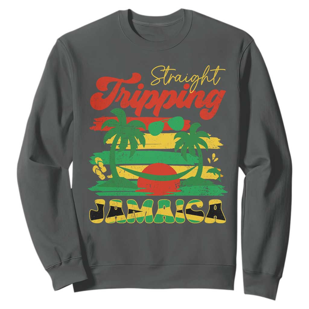 Jamaica Vacation Sweatshirt Straight Trippin Jamaica Family Girls Trip TS10 Dark Heather Print Your Wear