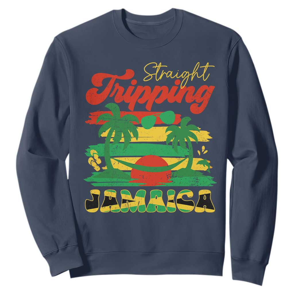 Jamaica Vacation Sweatshirt Straight Trippin Jamaica Family Girls Trip TS10 Navy Print Your Wear