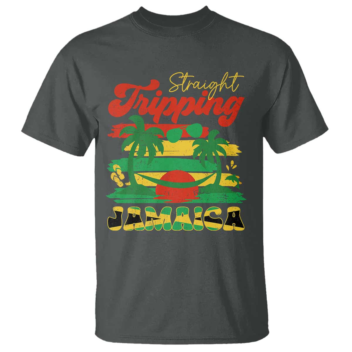 Jamaica Vacation T Shirt Straight Trippin Jamaica Family Girls Trip TS10 Dark Heather Print Your Wear