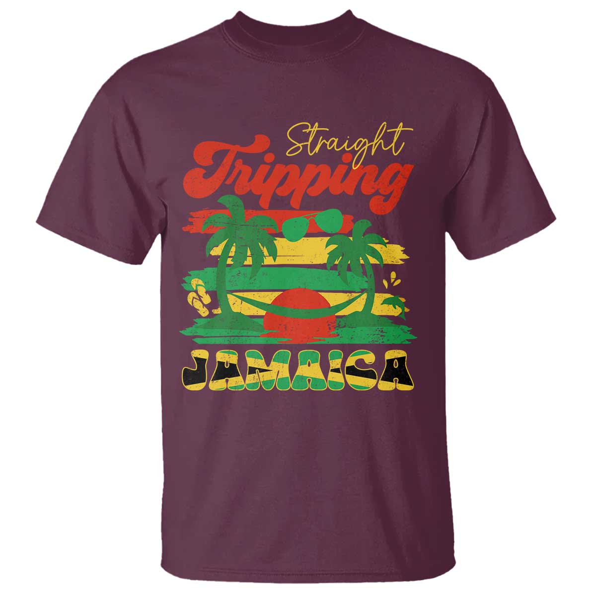 Jamaica Vacation T Shirt Straight Trippin Jamaica Family Girls Trip TS10 Maroon Print Your Wear