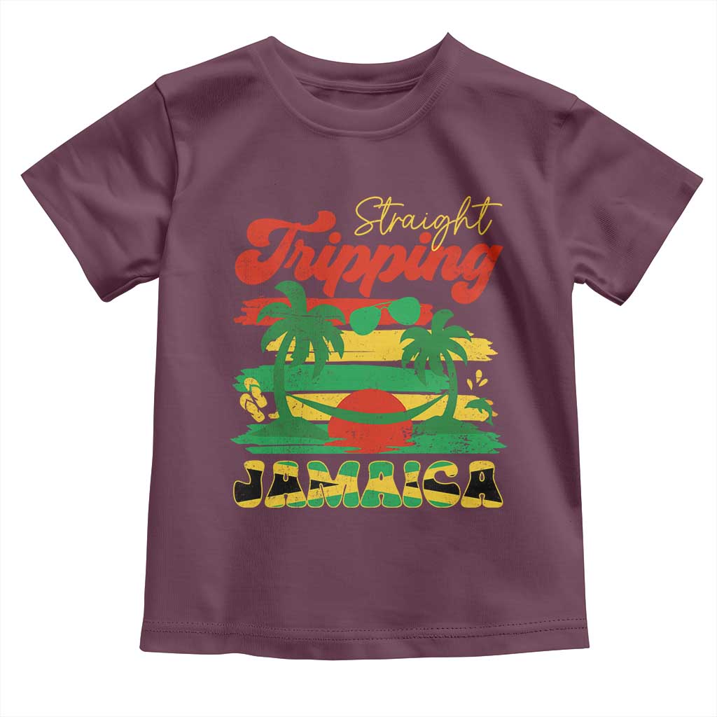 Jamaica Vacation Toddler T Shirt Straight Trippin Jamaica Family Girls Trip TS10 Maroon Print Your Wear