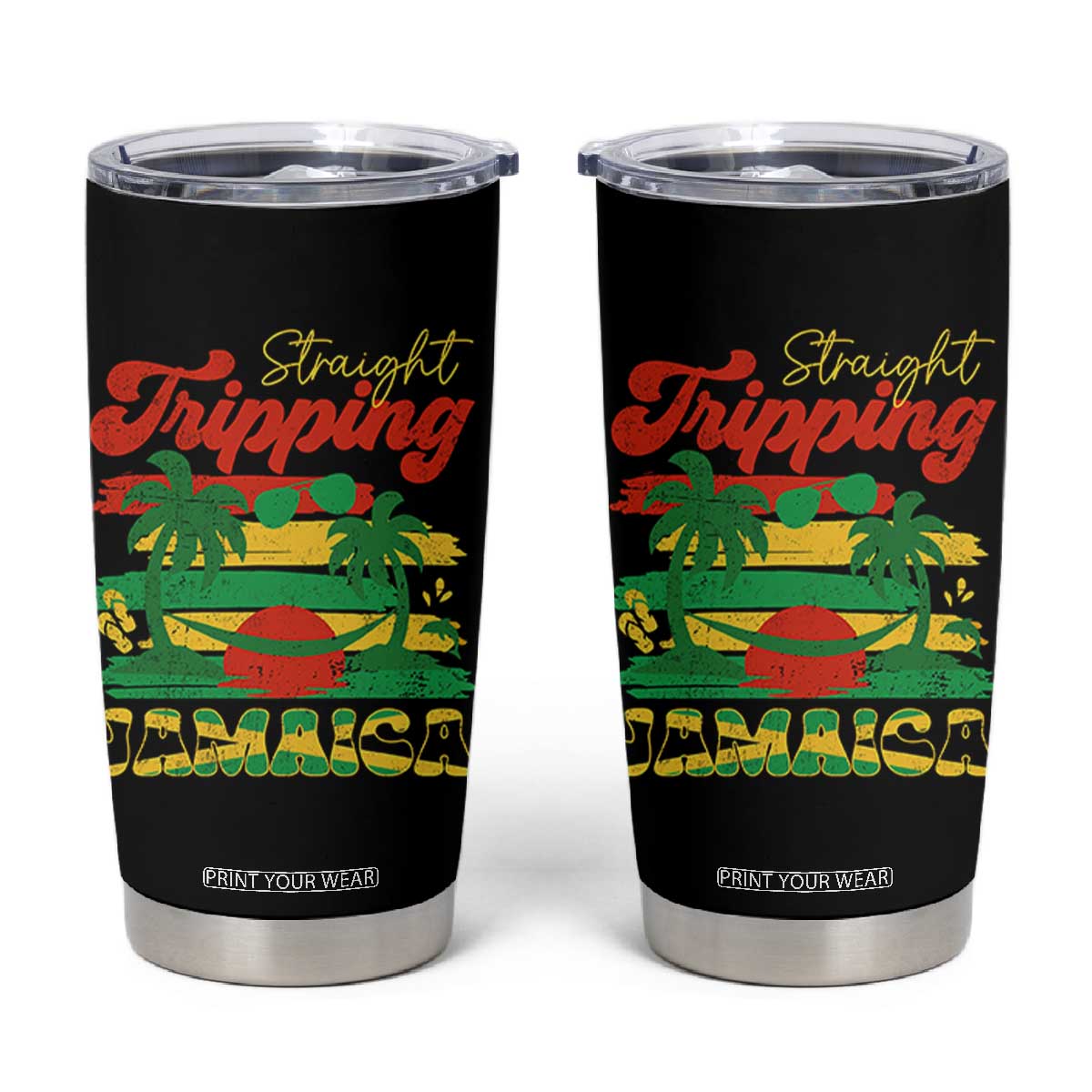 Jamaica Vacation Tumbler Cup Straight Trippin Jamaica Family Girls Trip TS10 Black Print Your Wear