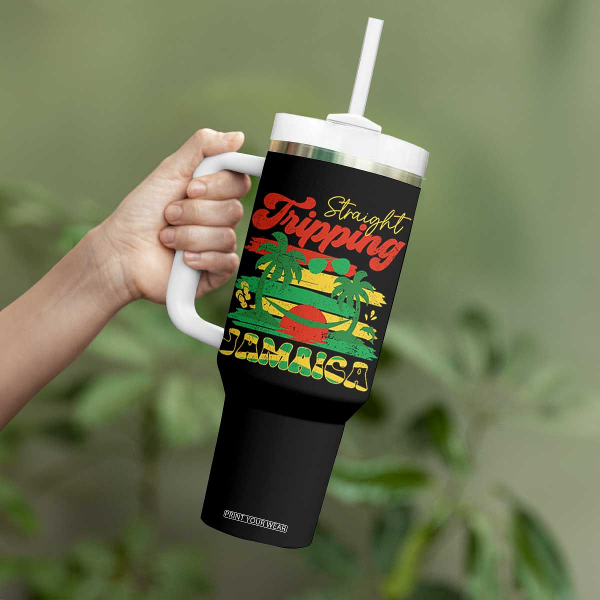 Jamaica Vacation Tumbler With Handle Straight Trippin Jamaica Family Girls Trip TS10 Print Your Wear