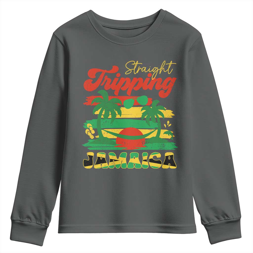 Jamaica Vacation Youth Sweatshirt Straight Trippin Jamaica Family Girls Trip TS10 Dark Heather Print Your Wear