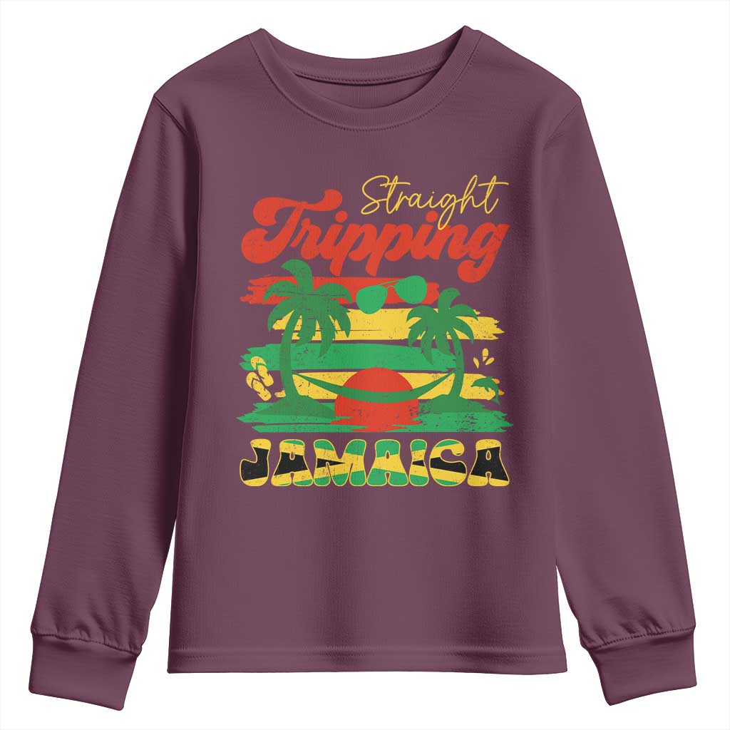 Jamaica Vacation Youth Sweatshirt Straight Trippin Jamaica Family Girls Trip TS10 Maroon Print Your Wear