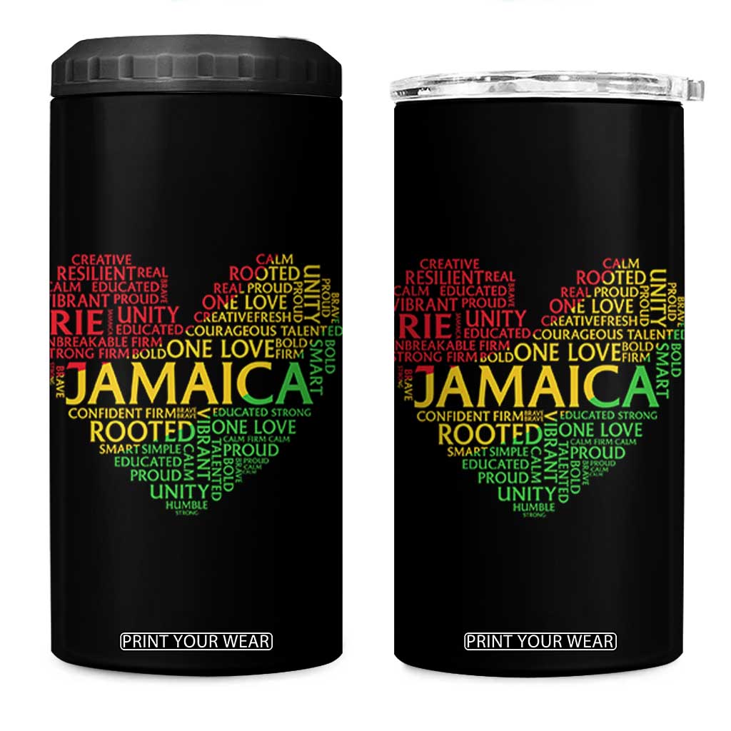 Jamaica Reggae 4 in 1 Can Cooler Tumbler One Love Rasta Culture TS10 One Size: 16 oz Black Print Your Wear
