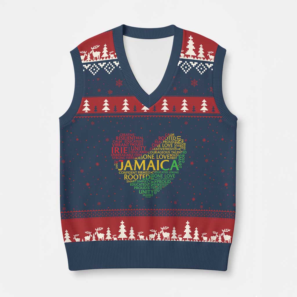 Jamaica Reggae V-Neck Knit Sweater Vest One Love Rasta Culture TS10 Navy Red Print Your Wear