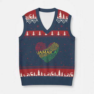 Jamaica Reggae V-Neck Knit Sweater Vest One Love Rasta Culture TS10 Navy Red Print Your Wear