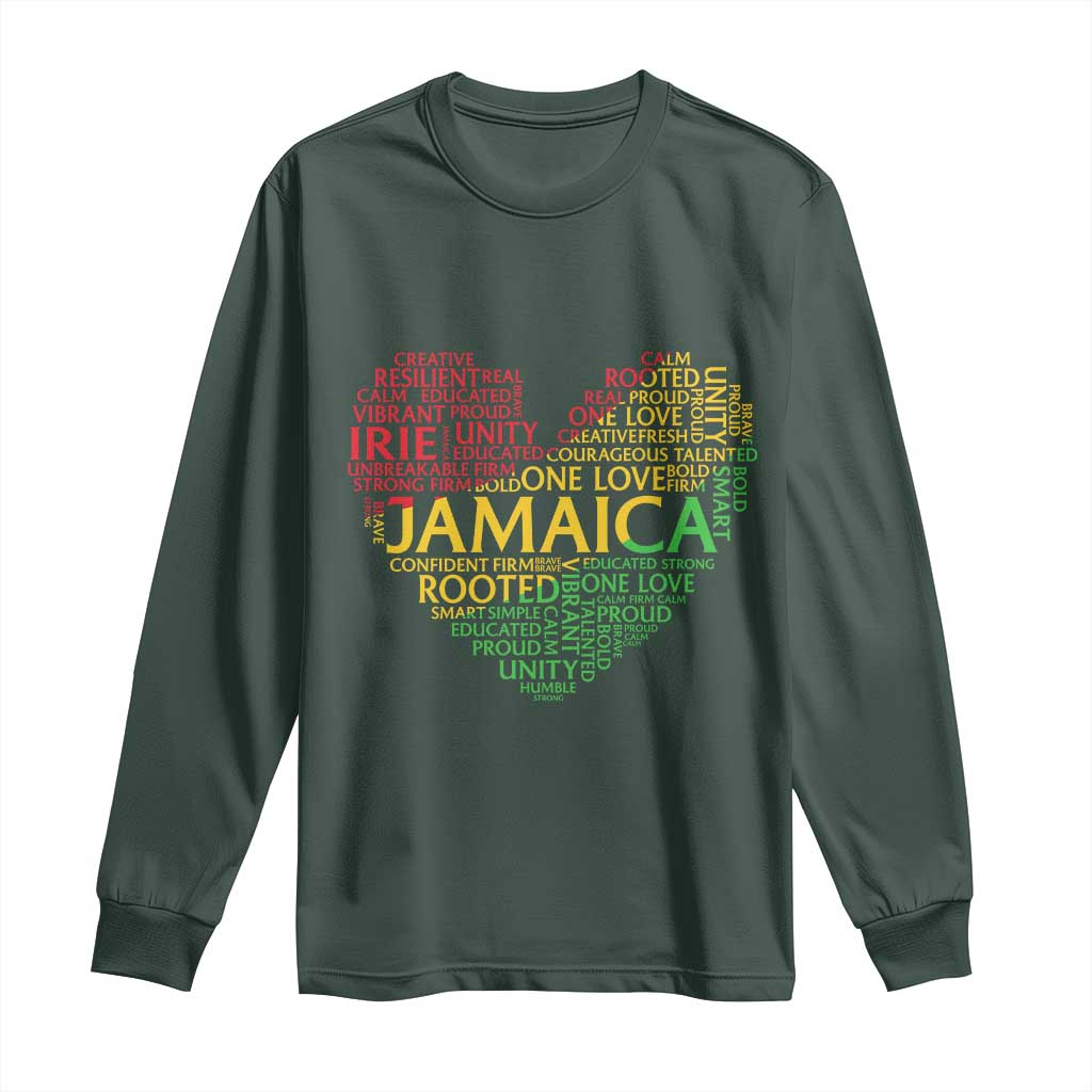Jamaica Reggae Long Sleeve Shirt One Love Rasta Culture TS10 Dark Forest Green Print Your Wear