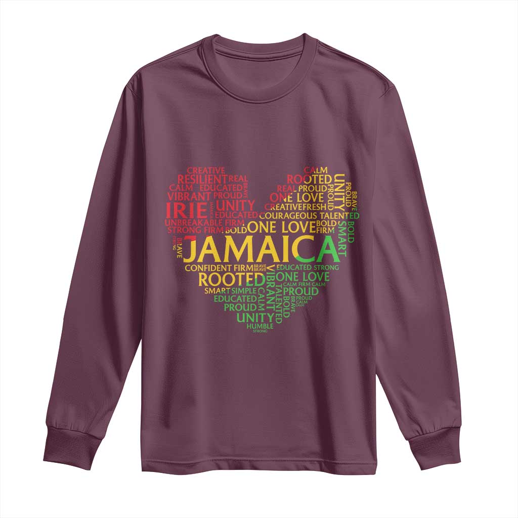 Jamaica Reggae Long Sleeve Shirt One Love Rasta Culture TS10 Maroon Print Your Wear