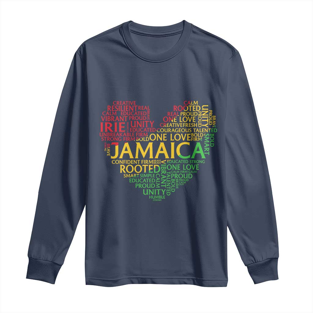 Jamaica Reggae Long Sleeve Shirt One Love Rasta Culture TS10 Navy Print Your Wear