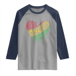 Jamaica Reggae Raglan Shirt One Love Rasta Culture TS10 Sport Gray Navy Print Your Wear