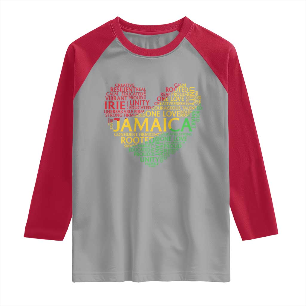 Jamaica Reggae Raglan Shirt One Love Rasta Culture TS10 Sport Gray Red Print Your Wear