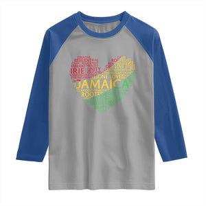 Jamaica Reggae Raglan Shirt One Love Rasta Culture TS10 Sport Gray Royal Print Your Wear