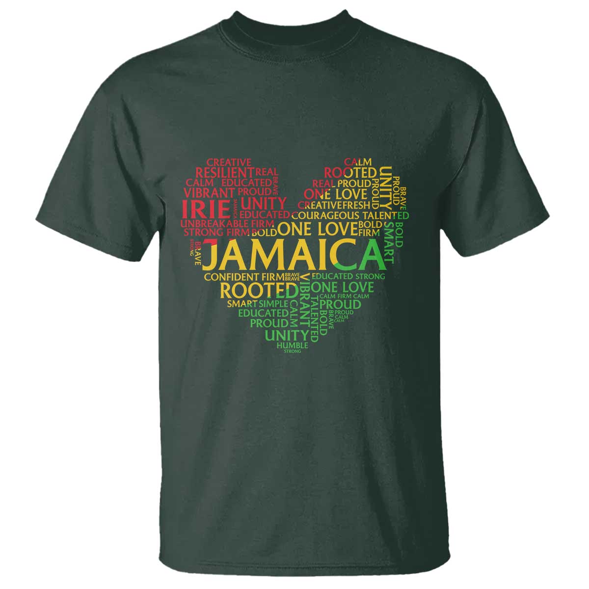 Jamaica Reggae T Shirt One Love Rasta Culture TS10 Dark Forest Green Print Your Wear
