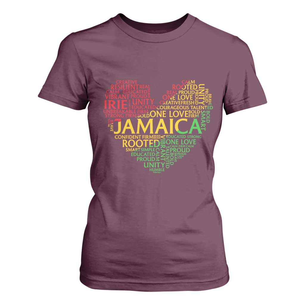 Jamaica Reggae T Shirt For Women One Love Rasta Culture TS10 Maroon Print Your Wear