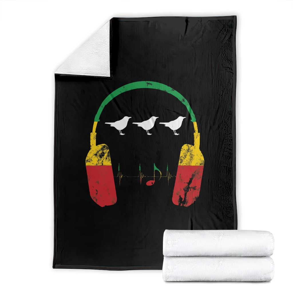 Little Birds Throw Blanket Rastafari Rasta Reggae Music Headphones Jamaican Pride TS10 Black Print Your Wear