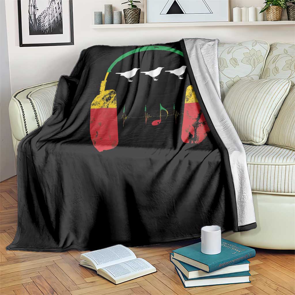 Little Birds Throw Blanket Rastafari Rasta Reggae Music Headphones Jamaican Pride TS10 Print Your Wear