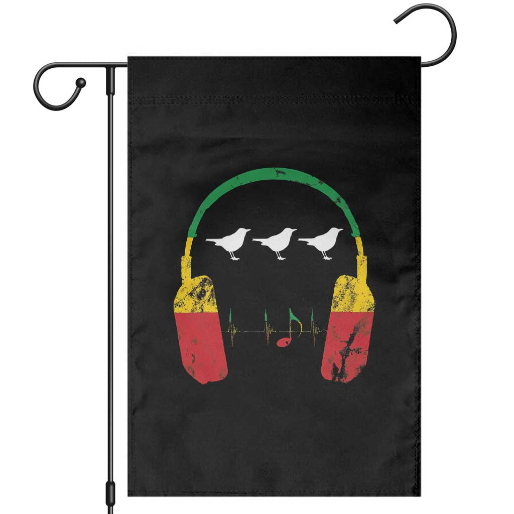 Little Birds Garden Flag Rastafari Rasta Reggae Music Headphones Jamaican Pride TS10 Black Print Your Wear