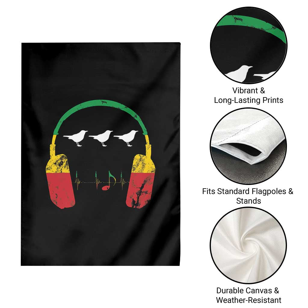 Little Birds Garden Flag Rastafari Rasta Reggae Music Headphones Jamaican Pride TS10 Print Your Wear