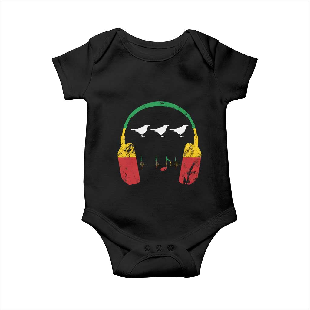 Little Birds Baby Onesie Rastafari Rasta Reggae Music Headphones Jamaican Pride TS10 Black Print Your Wear