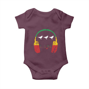 Little Birds Baby Onesie Rastafari Rasta Reggae Music Headphones Jamaican Pride TS10 Maroon Print Your Wear